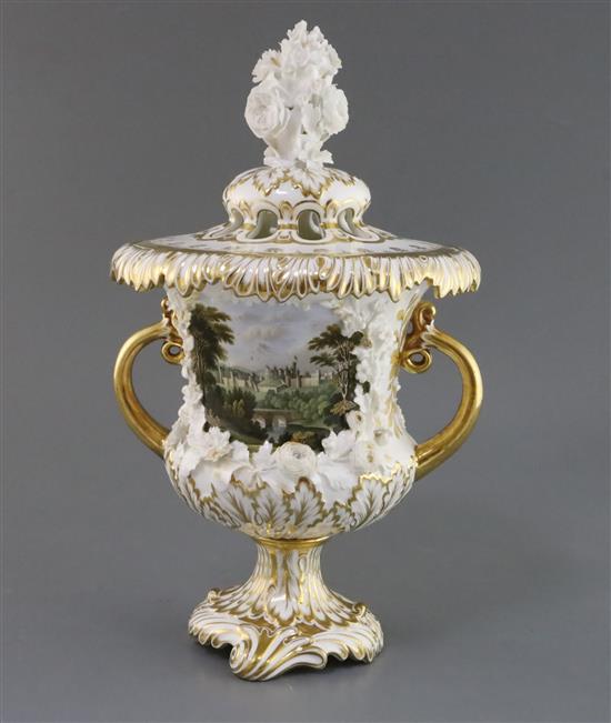 A fine Rockingham porcelain pot pourri vase and cover, c.1830-42, H. 35cm